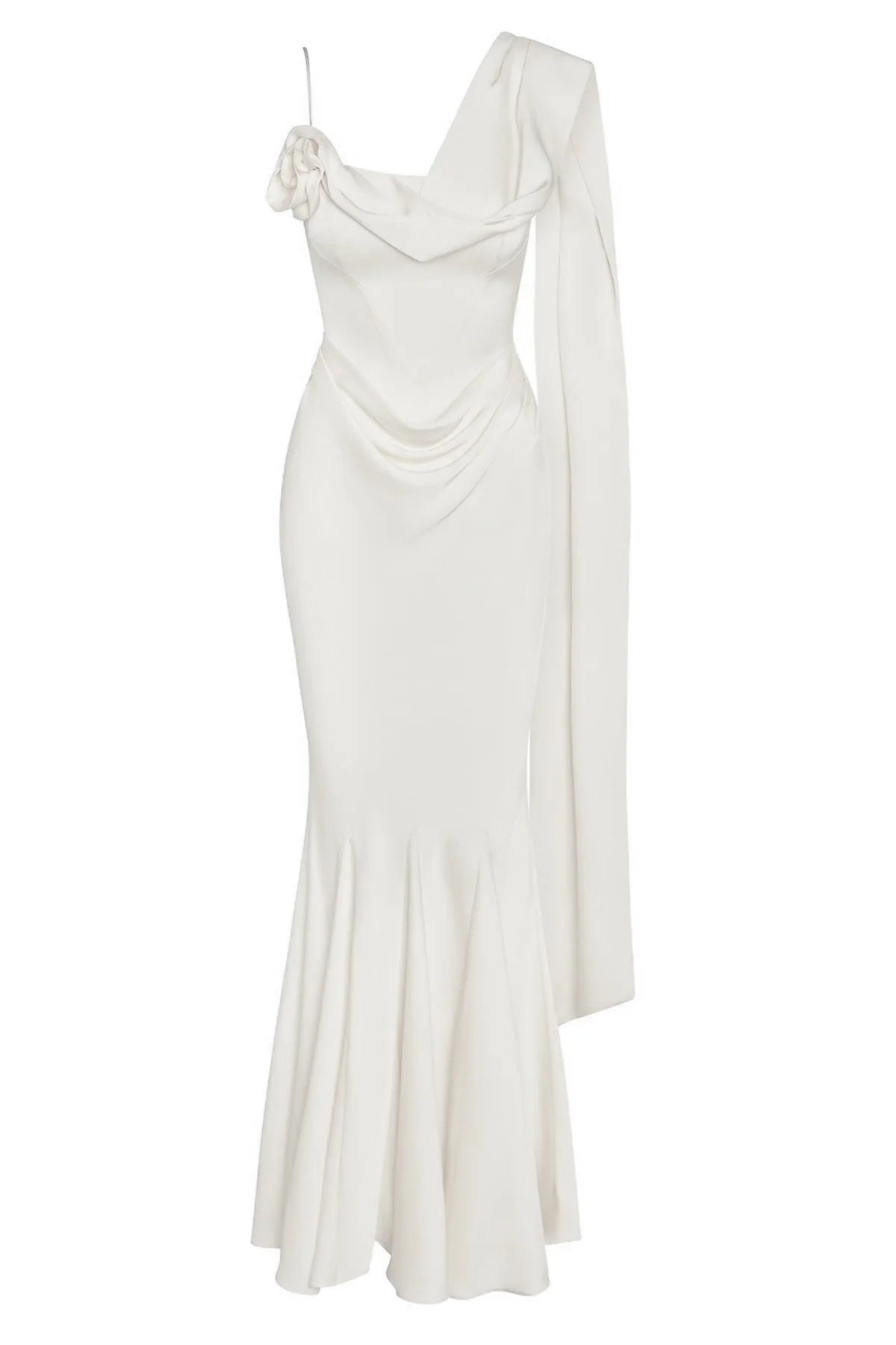 Corset Drape Satin Gown - Ivory