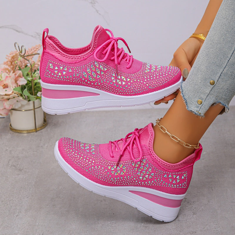 💎Rhinestone-Embellished Breathable Mesh Sneakers - Step into Elegance! 👟