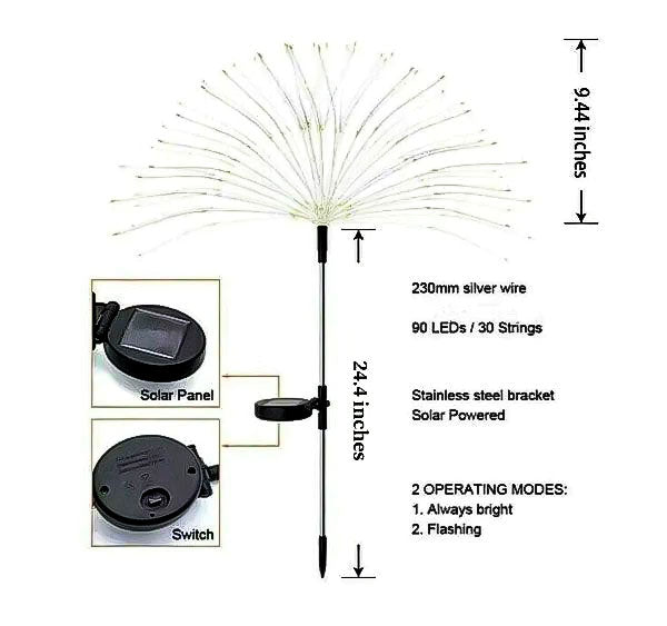 📢📢BIG SALE-BUT 2 GET 1 FREE !⏰⏰Waterproof Solar Garden Fireworks Lamp