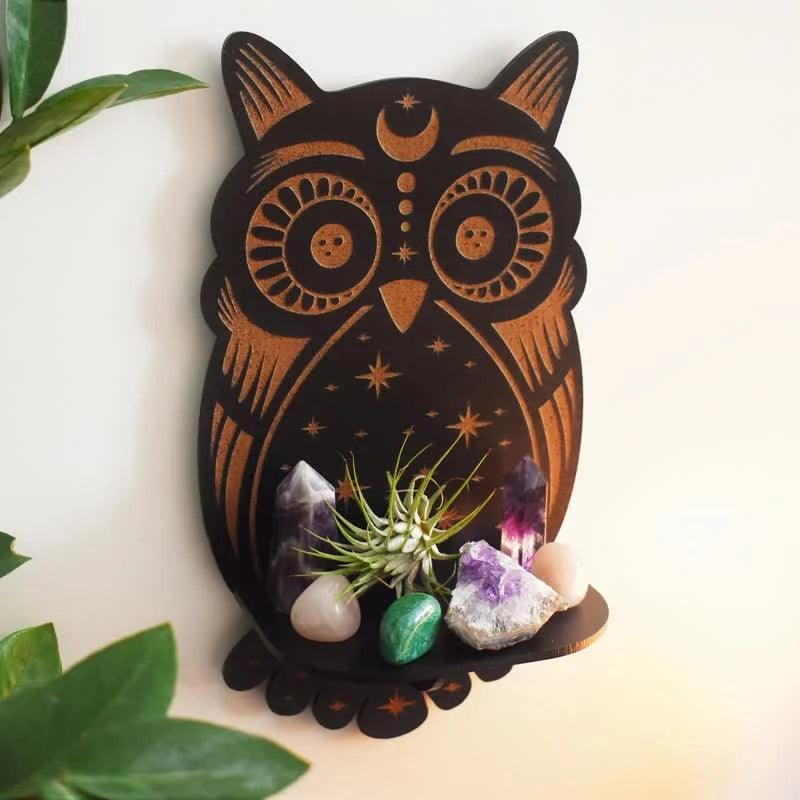 Celestial Owl Altar Crystal Shelf