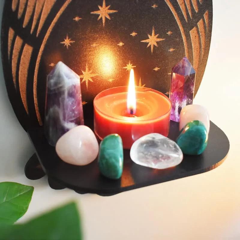 Celestial Owl Altar Crystal Shelf