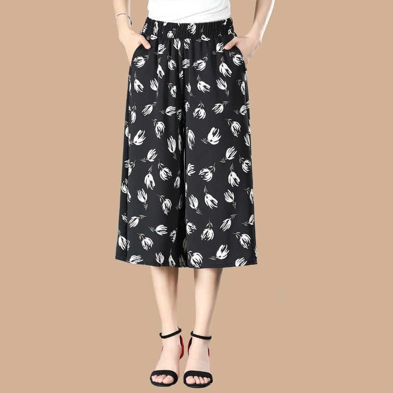 (Hot Sale-45% OFF) Women's High Elastic Waist Pleated Chiffon Wide Leg Pants