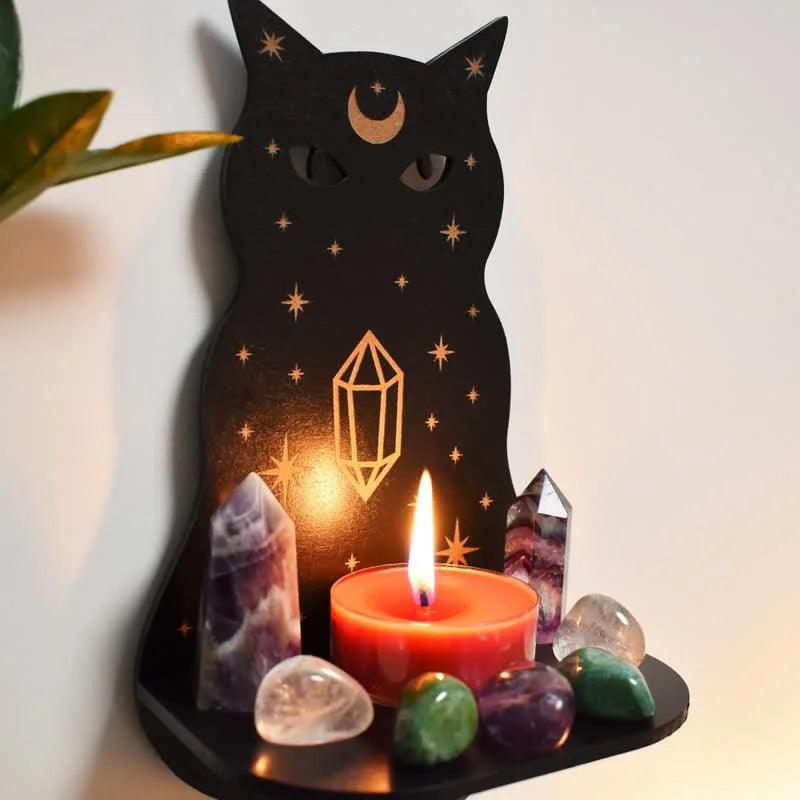 Celestial Cat Altar Crystal Shelf