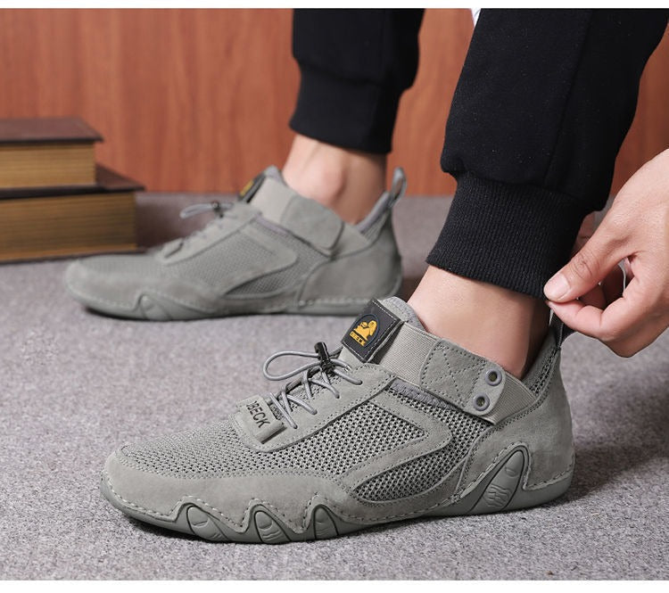 2024 New Men's Summer Mesh Leather Italian Hand-Sewn Shoes