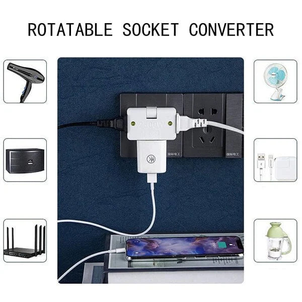 (🔥Last Day Promotion)🔥Rotatable Socket Converter One In Three 180 Degree Extension Plug
