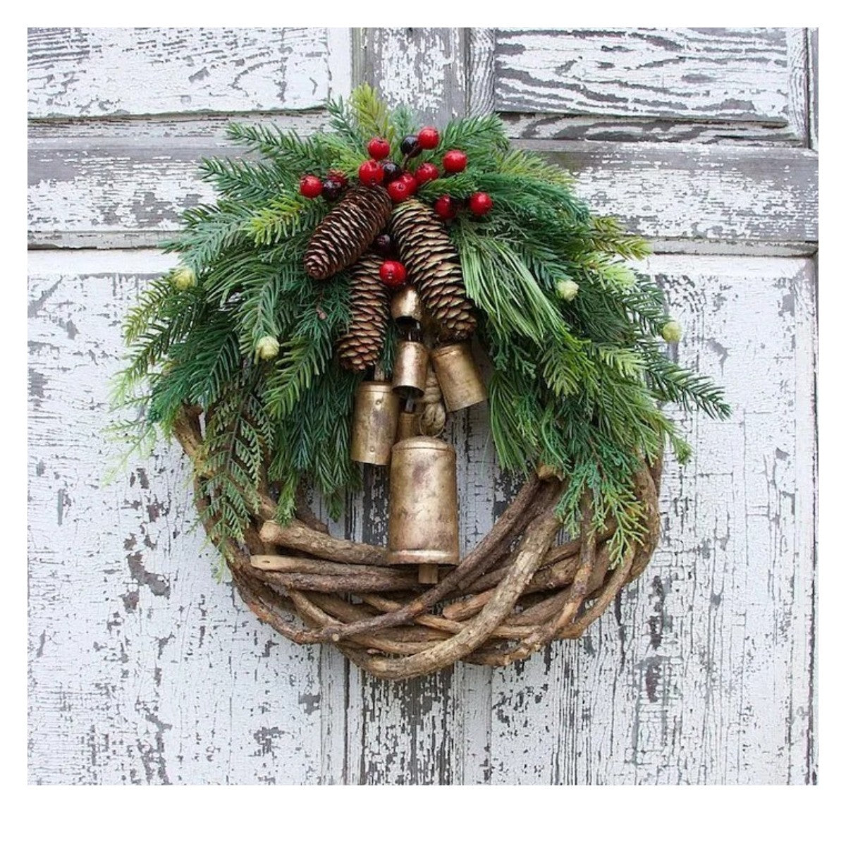 🔥Early Christmas Sale🍭 Farmhouse Christmas Wreath, Boho Wreath, Holiday Wreath