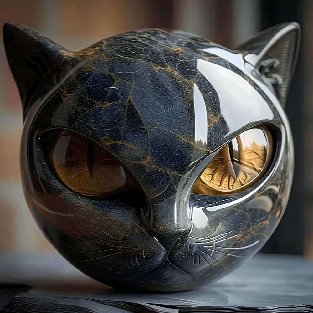 🐈⬛Luxury Black Cat Stone Sculpture – Elegant Home Decoration & Gift-Ready Art Piece