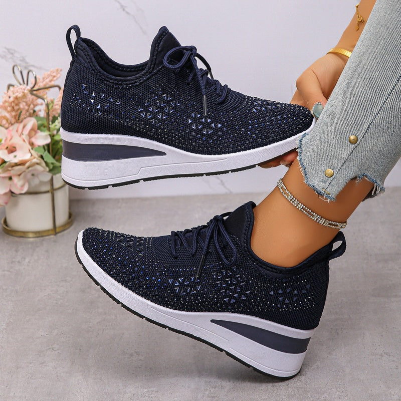 💎Rhinestone-Embellished Breathable Mesh Sneakers - Step into Elegance! 👟