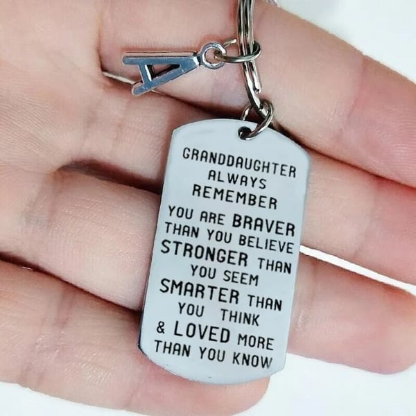 💓 To My Grandson Granddaughter Gift Lettering Keychain