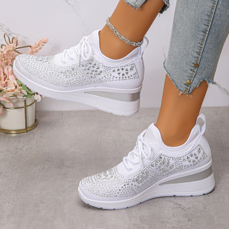 💎Rhinestone-Embellished Breathable Mesh Sneakers - Step into Elegance! 👟