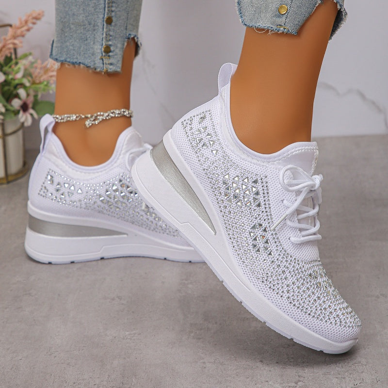 💎Rhinestone-Embellished Breathable Mesh Sneakers - Step into Elegance! 👟