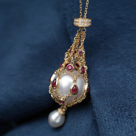 Last Day 49% OFF--Pearl & Gemstone Lavalier Pendant