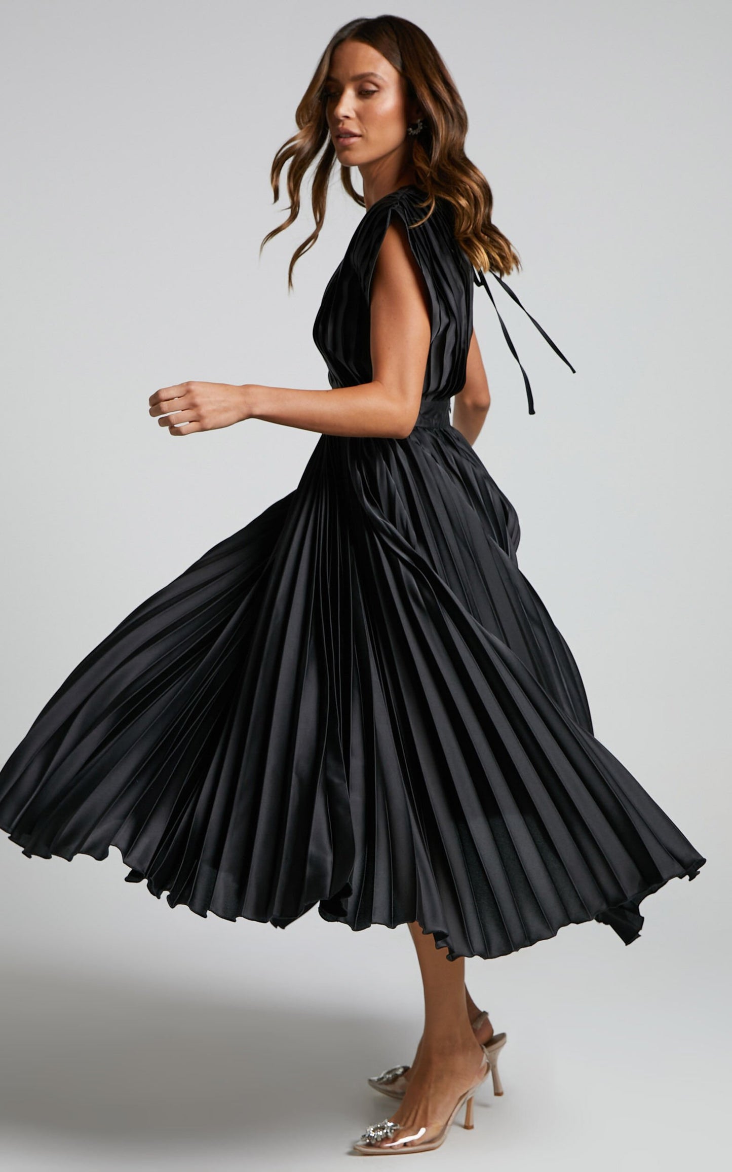 Timeless Elegance: Draped V-Neck Pleated Skirt Dress (Buy 2 Free Shipping)