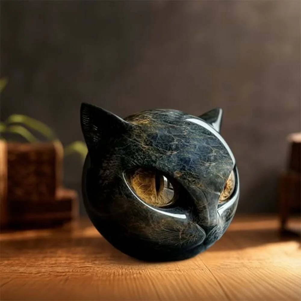 🐈⬛Luxury Black Cat Stone Sculpture – Elegant Home Decoration & Gift-Ready Art Piece