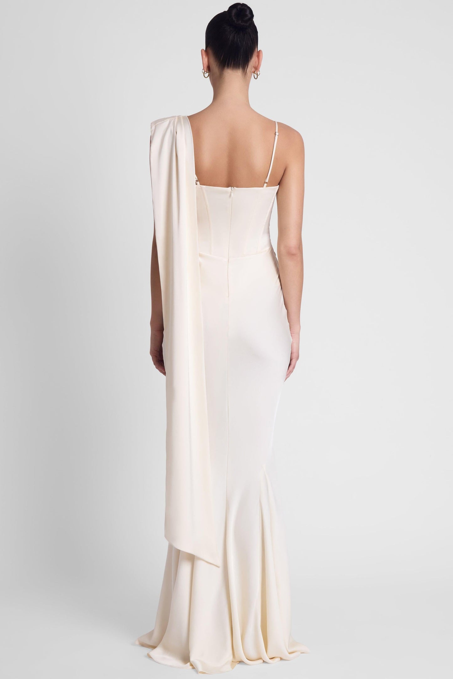 Corset Drape Satin Gown - Ivory
