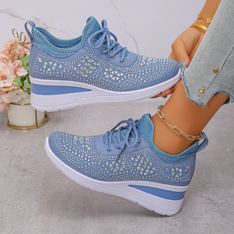 💎Rhinestone-Embellished Breathable Mesh Sneakers - Step into Elegance! 👟