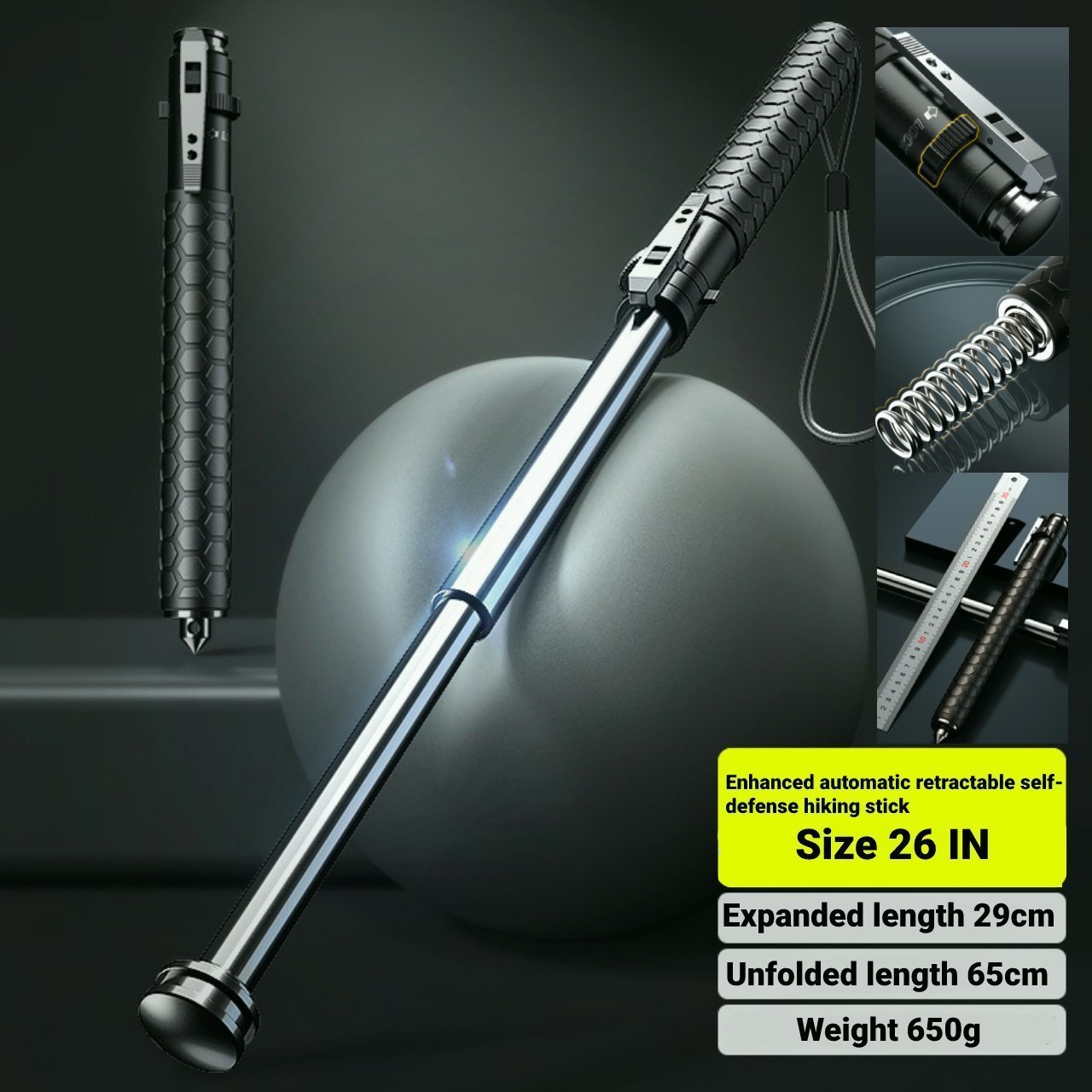 🔥LAST DAY 53% OFF-Enhanced Automatic Retractable Self-Defense Hiking Stick