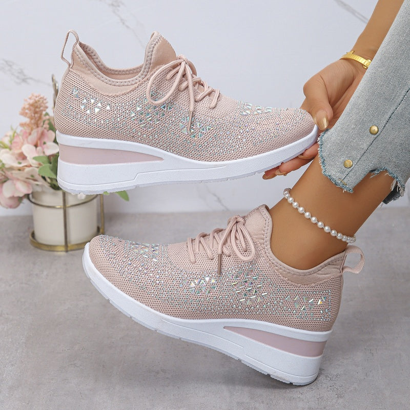 💎Rhinestone-Embellished Breathable Mesh Sneakers - Step into Elegance! 👟