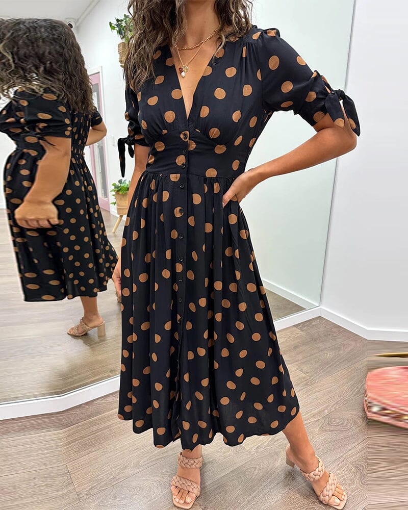 🔥🌷Last Day Promotion 48% OFF - 💃Deep V-neck polka-dot dress