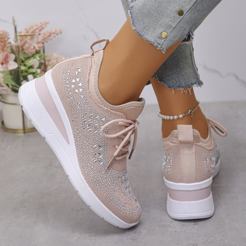 💎Rhinestone-Embellished Breathable Mesh Sneakers - Step into Elegance! 👟
