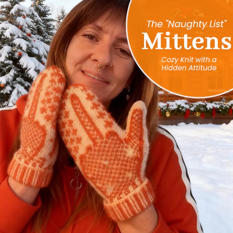 🎅 The "Naughty List" Mittens | Cozy Knit with a Hidden Attitude 🖕✨