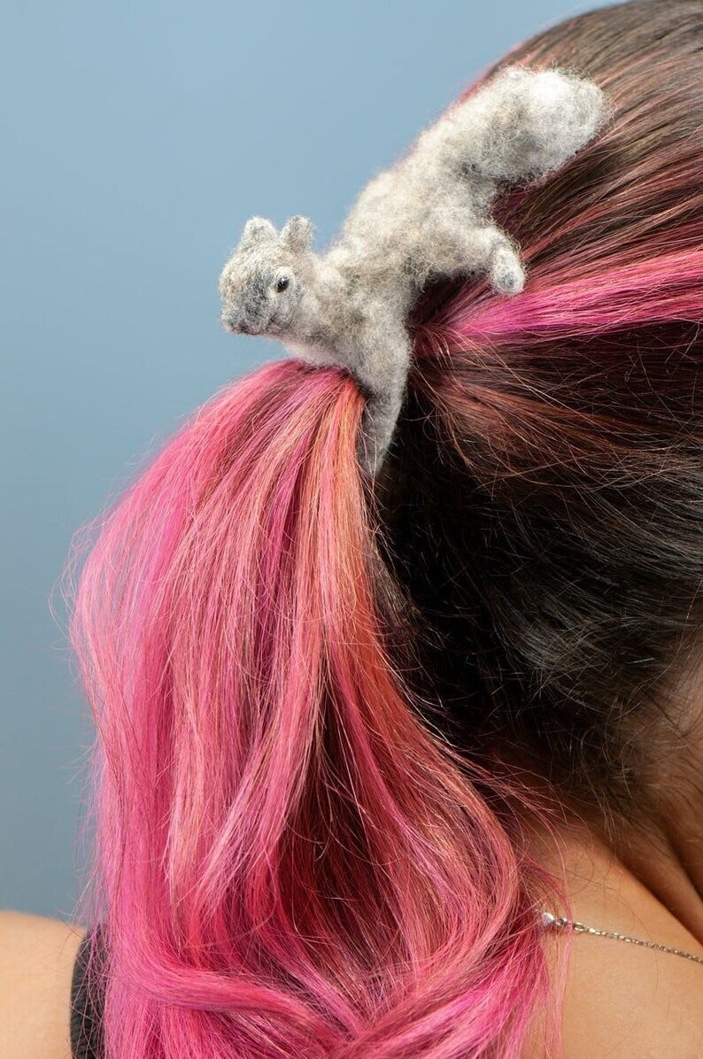 Felted animal hairpin