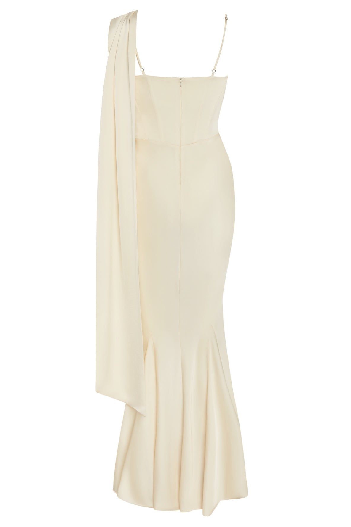 Corset Drape Satin Gown - Ivory