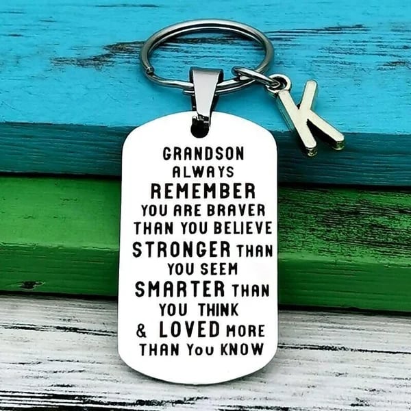 💓 To My Grandson Granddaughter Gift Lettering Keychain