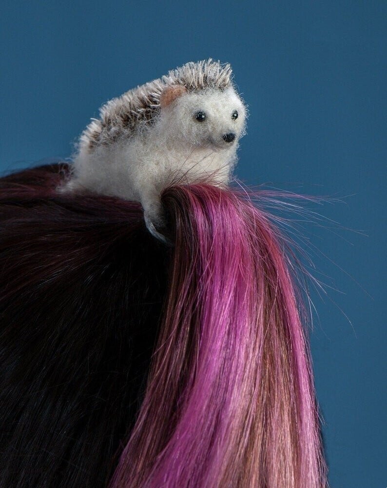 Felted animal hairpin