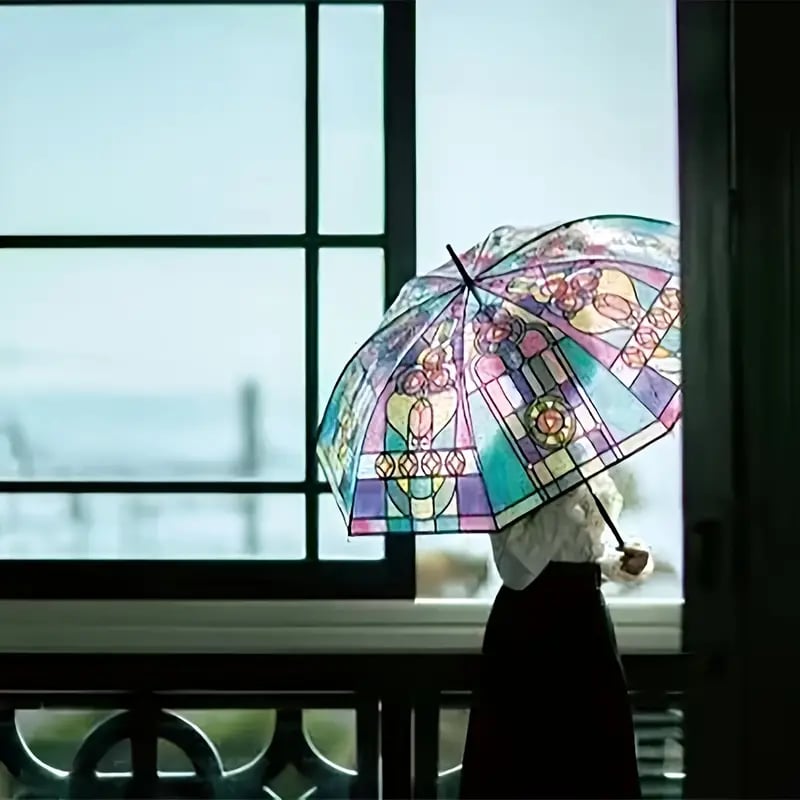 🔥Vintage Stained Glass Automatic Umbrella