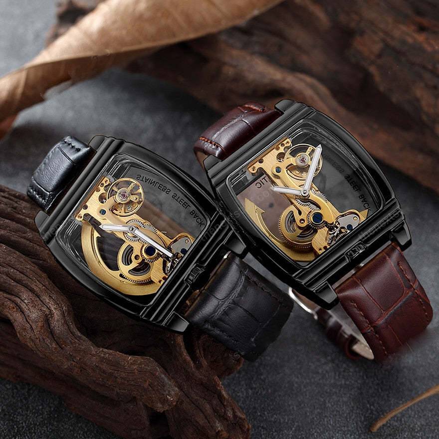 Transparent Automatic Mechanical Steampunk Skull Luxury Gear Watch