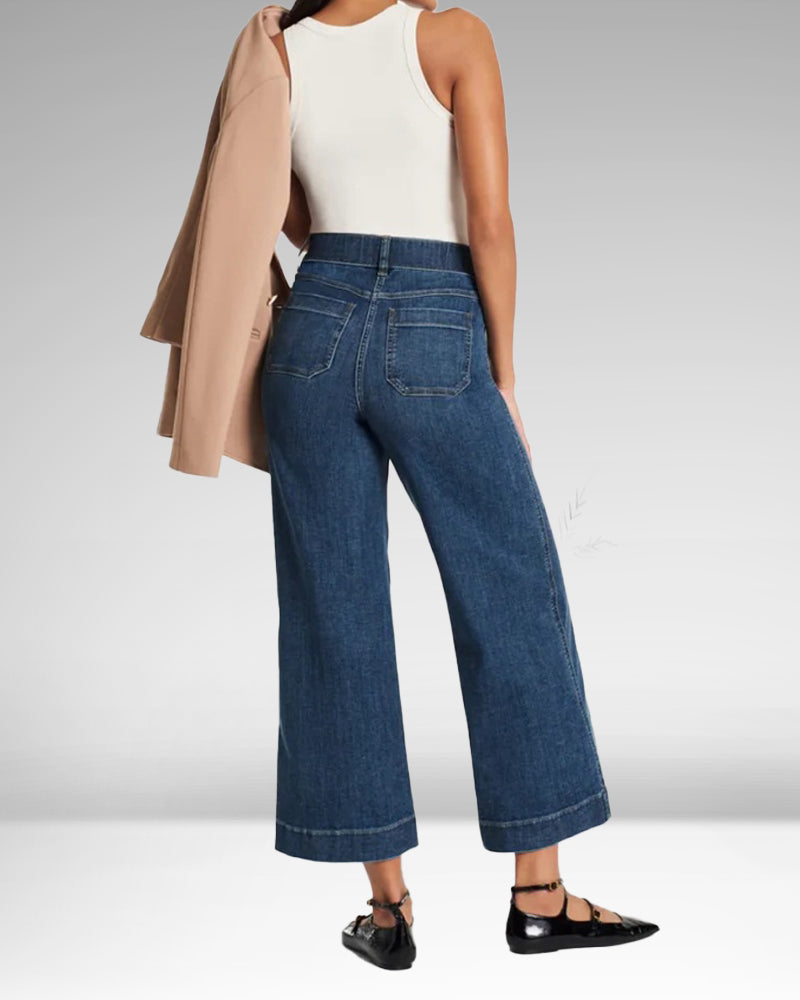 Patch Pocket Wide Leg Cropped Pants