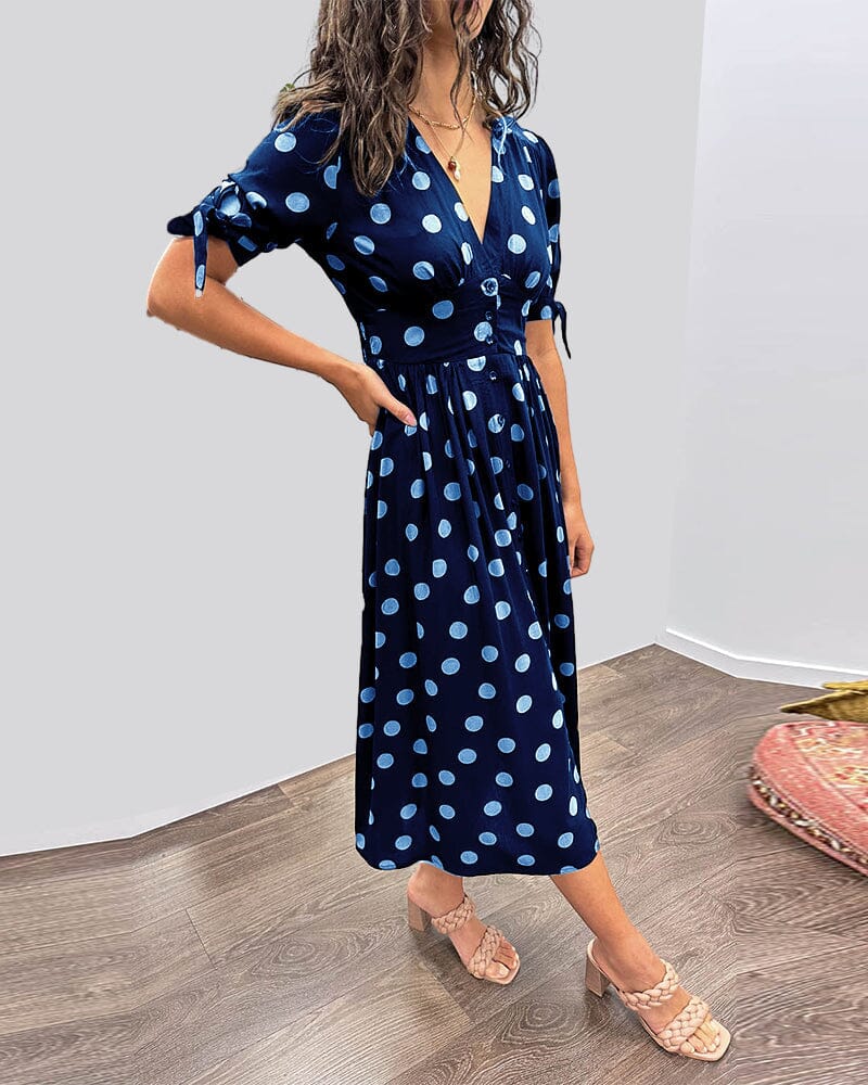 🔥🌷Last Day Promotion 48% OFF - 💃Deep V-neck polka-dot dress