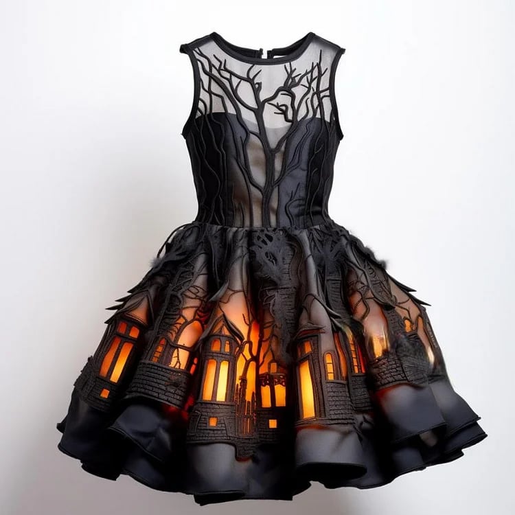 These stunning Halloween Silhouette Dresses Will Light Up Your Spooky Season!(Glow is a picture effect)