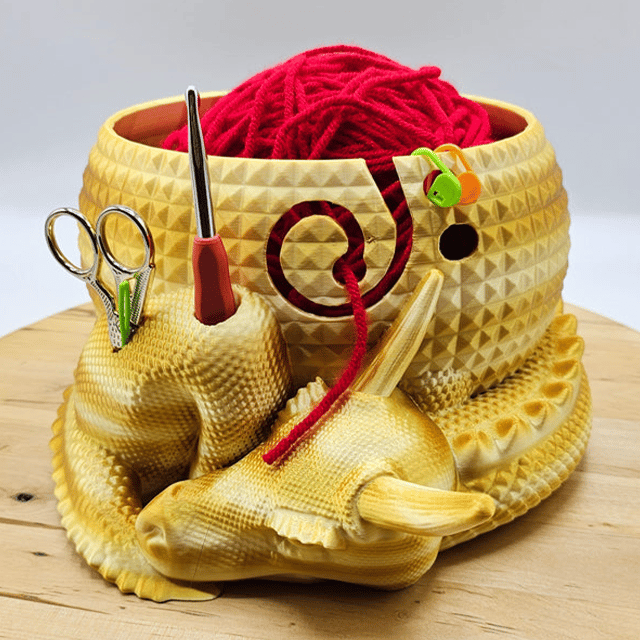 Large Fantasy Dragon and Egg Fantasy Bowl Knitting or Crochet Bowl