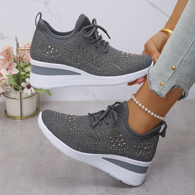 💎Rhinestone-Embellished Breathable Mesh Sneakers - Step into Elegance! 👟