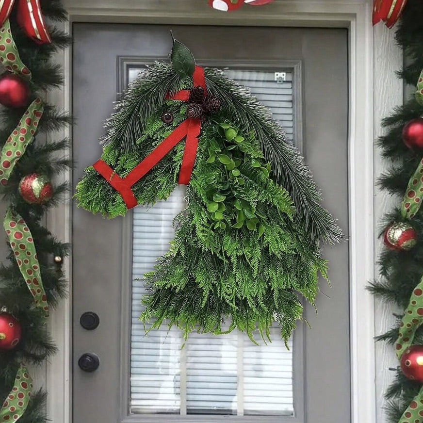 Winter Wreath Farmhouses Horse Head Christmas Wreath