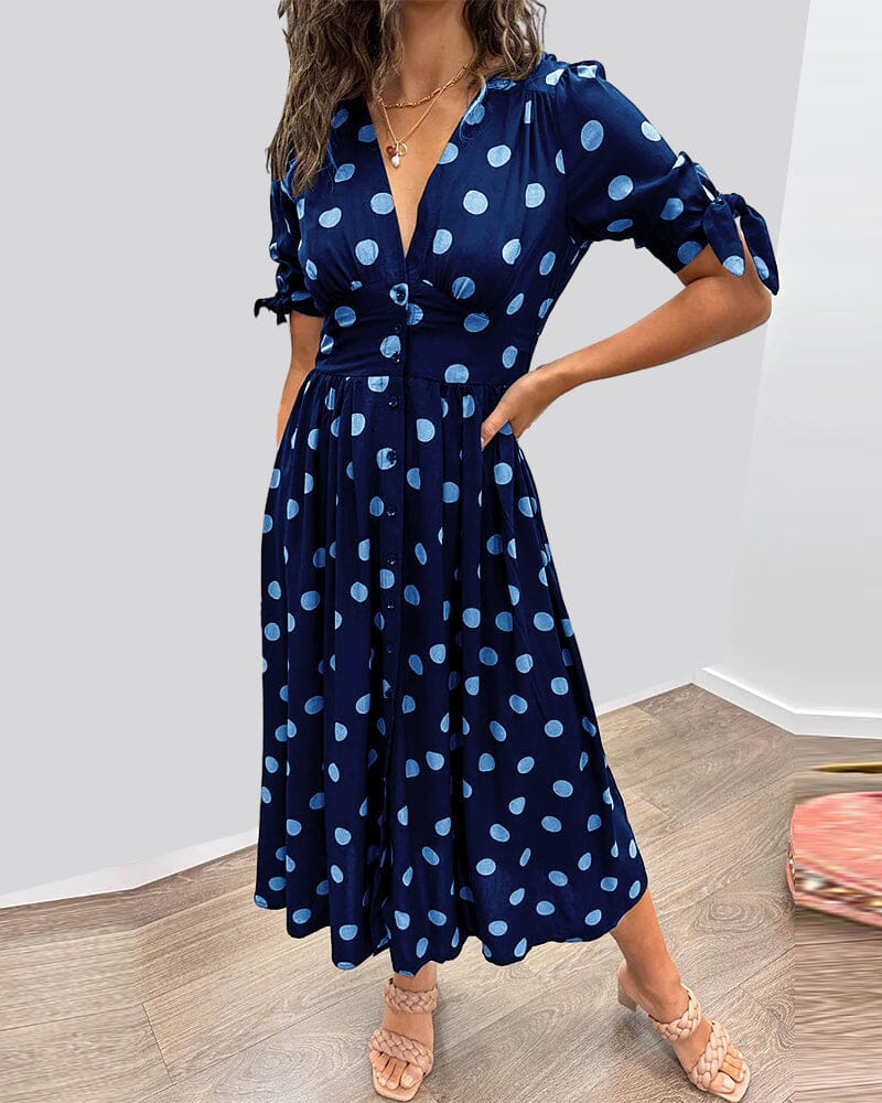 🔥🌷Last Day Promotion 48% OFF - 💃Deep V-neck polka-dot dress