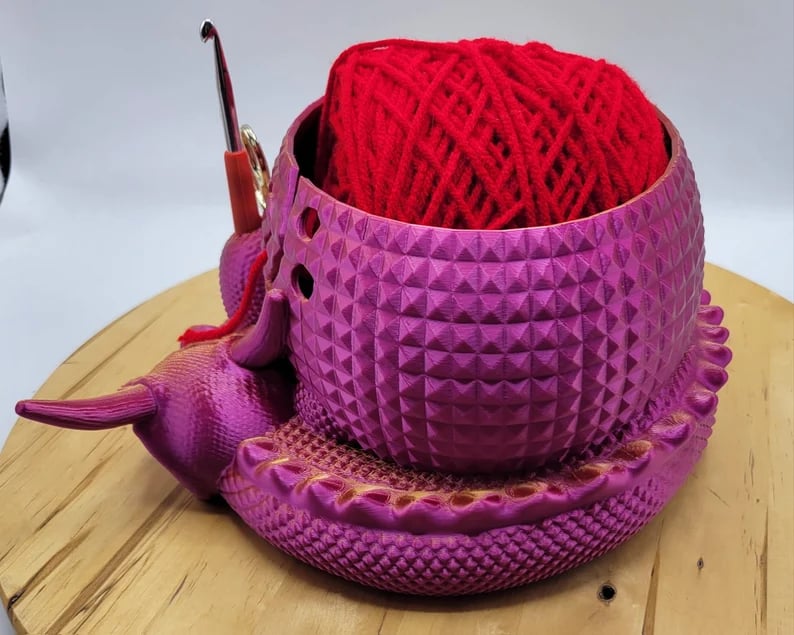 Large Fantasy Dragon and Egg Fantasy Bowl Knitting or Crochet Bowl