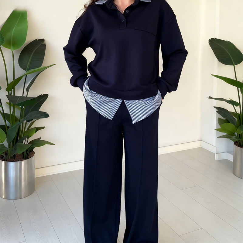 Women's casual long-sleeved top and pants two-piece set