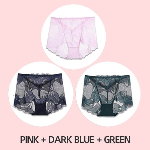 💝Hot Sale 💝-Ladies Silk Lace Handmade Underwear Pack (Buy 2 Get 1 Free)