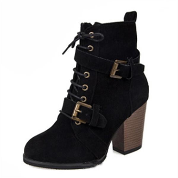 Comfortable Pointed Toe Lace-Up Boots