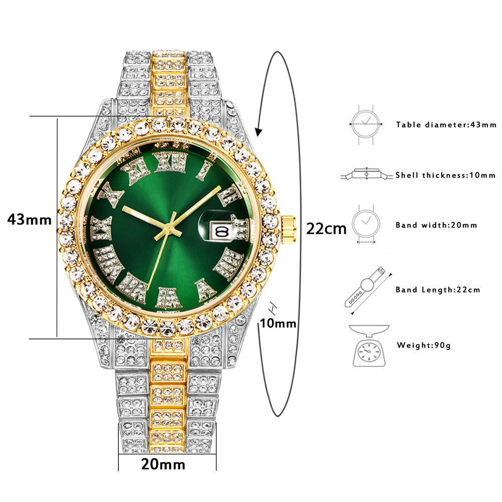 Luxury Quartz watches Stainless steel Diamond Fashion Luminous Clock Gift Watch