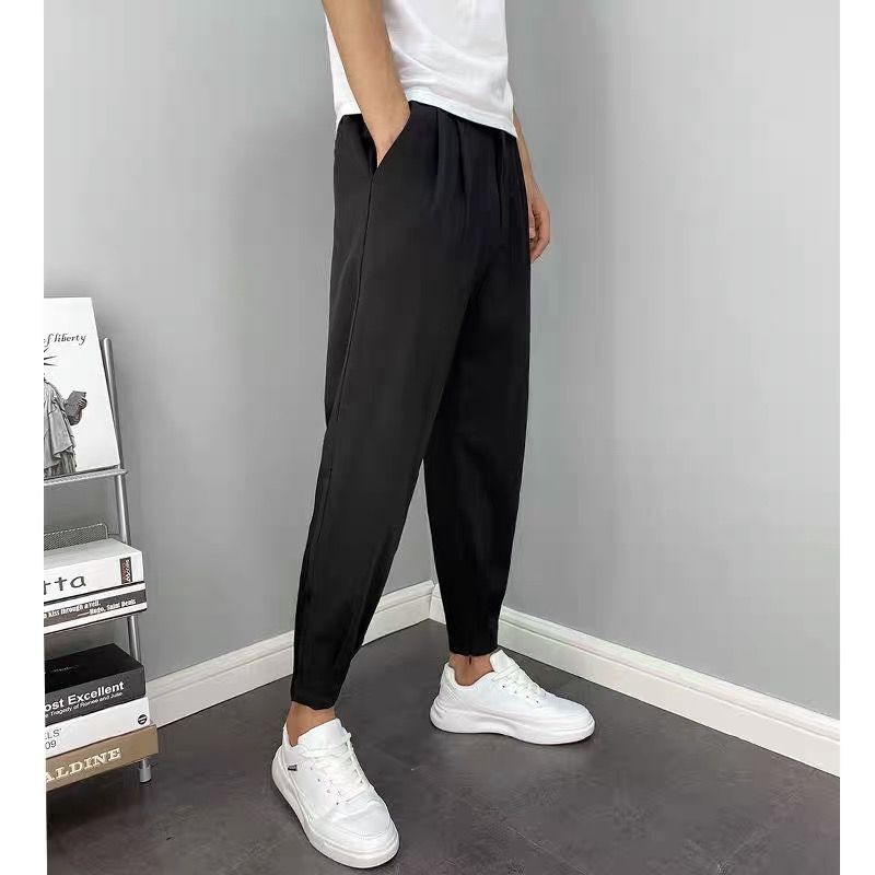 Men's loose all-match trendy ice silk casual pants