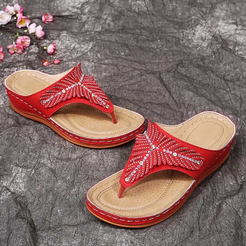 🔥2023 Women Casual  Sandals, Crystal Rome Fashion Clip Toe Slippers