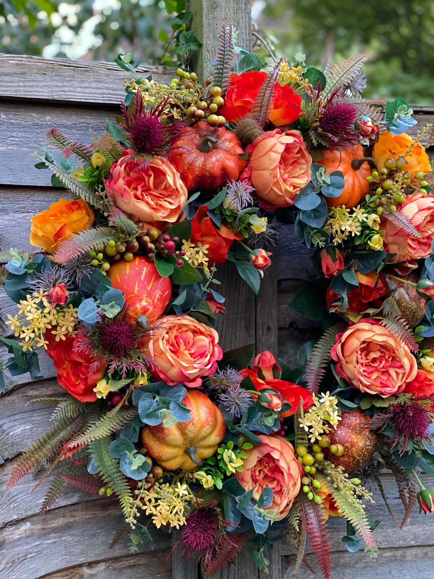 🔥Last Day 49% OFF🔥Fall Peony and Pumpkin Wreath - Year Round Wreath