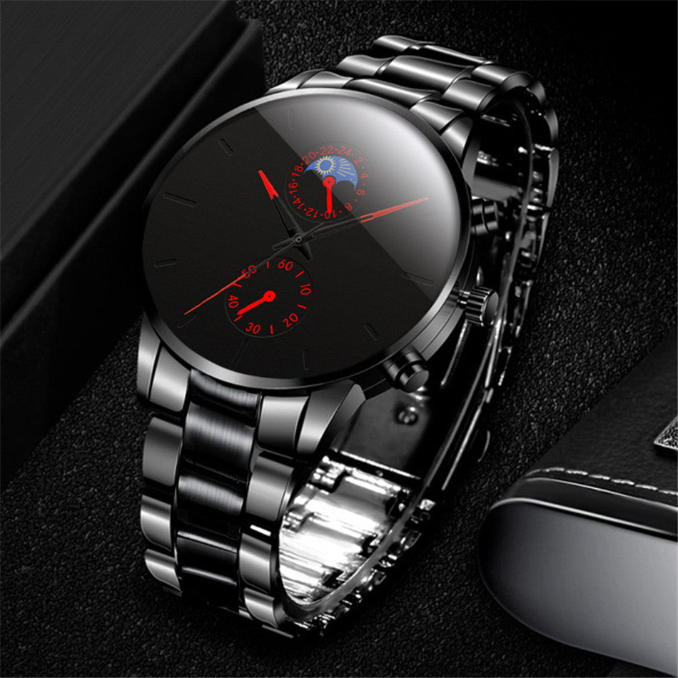 Luxury Classic Black Stainless Steel Analog Quartz Wrist Watch