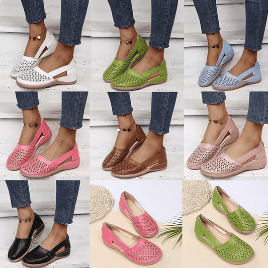 SUMMER SALE 🔥Women Wedges Orthopedic Hollow Out PU Summer Vintage Sandals