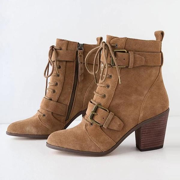 Comfortable Pointed Toe Lace-Up Boots