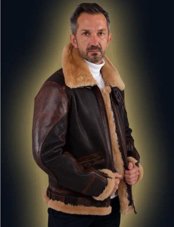 Pilot leather jacket-made of sheepskin